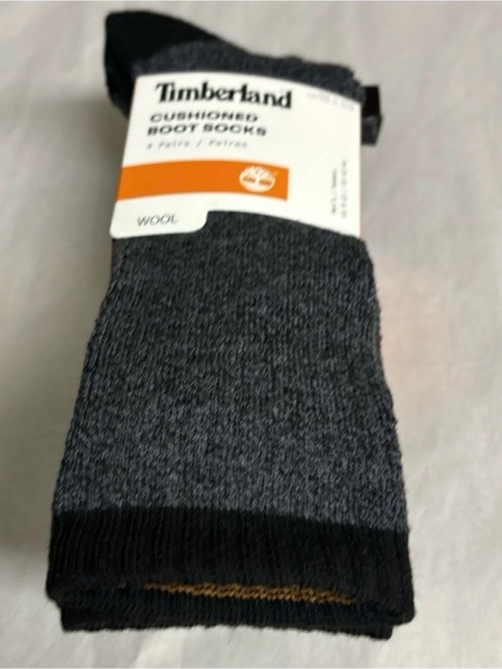 New Timberland Socks 4 Pair Men’s Gray & Black Wool Cushioned Boot Socks Casual
